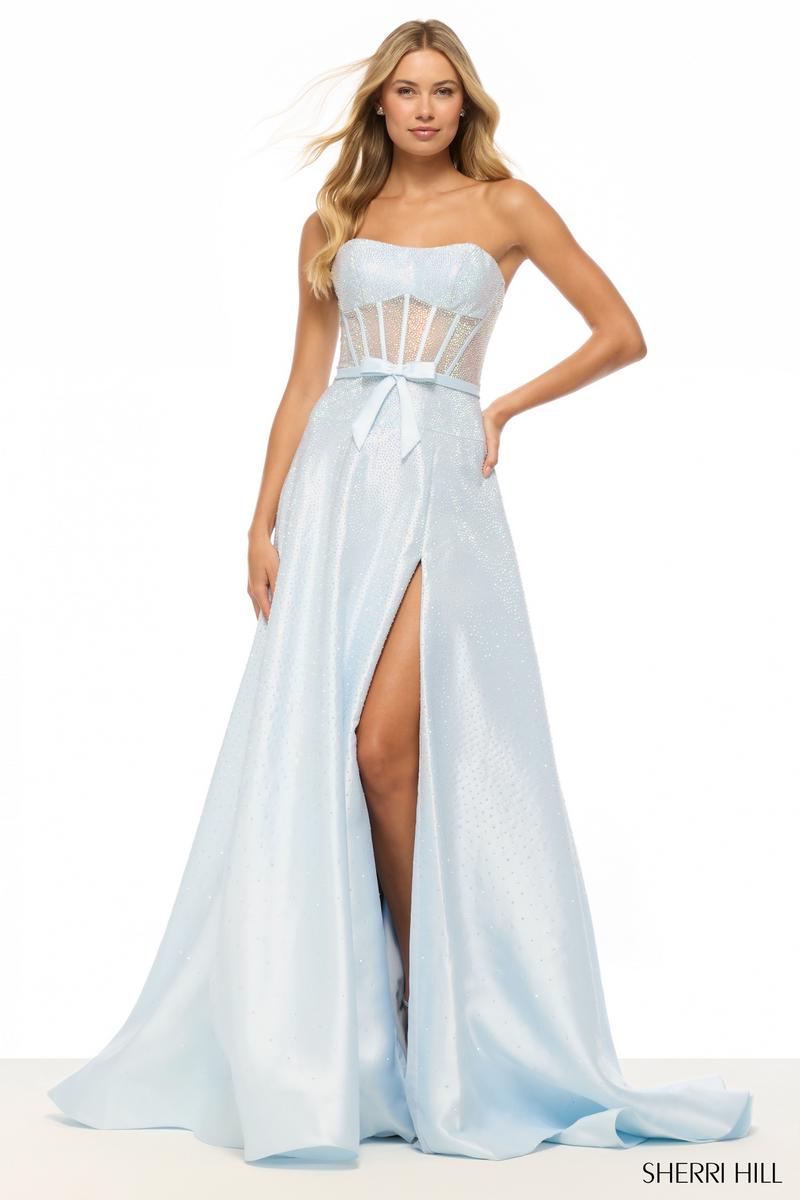 ice blue corset dress Clarisse -811148 Strapless Corset Bodice Tulle Mermaid Dress 00 / ICE BLUE main image 1