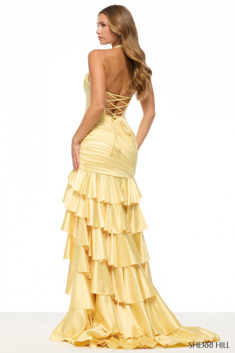 Sherri Hill Halter Ruffle Prom Dress 57702