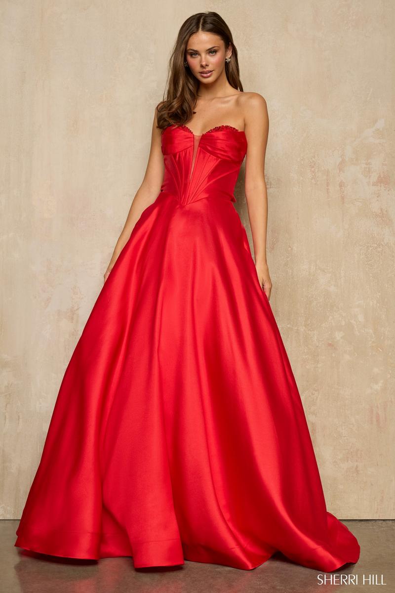 Sherri Hill Strapless Corset Ball Gown Dress 57704