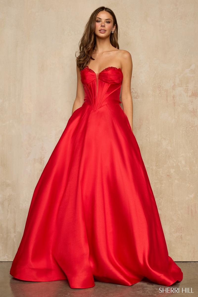 Sherri Hill Strapless Corset Ball Gown Dress 57704