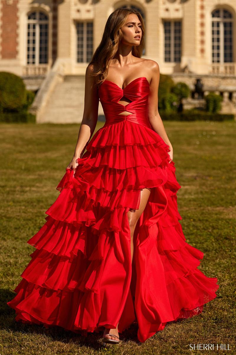 Sherri Hill Keyhole Ruffle Prom Dress 57705 Sherri Hill Keyhole Ruffle Prom Dress 57705