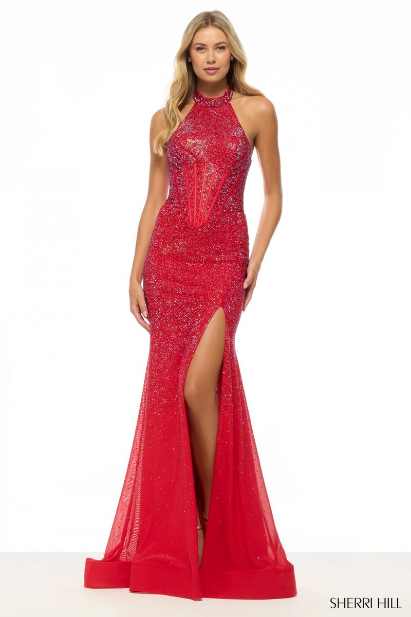 Sherri Hill High Neck Hot Stone Prom Dress 57711 Sherri Hill High Neck Hot Stone Prom Dress 57711