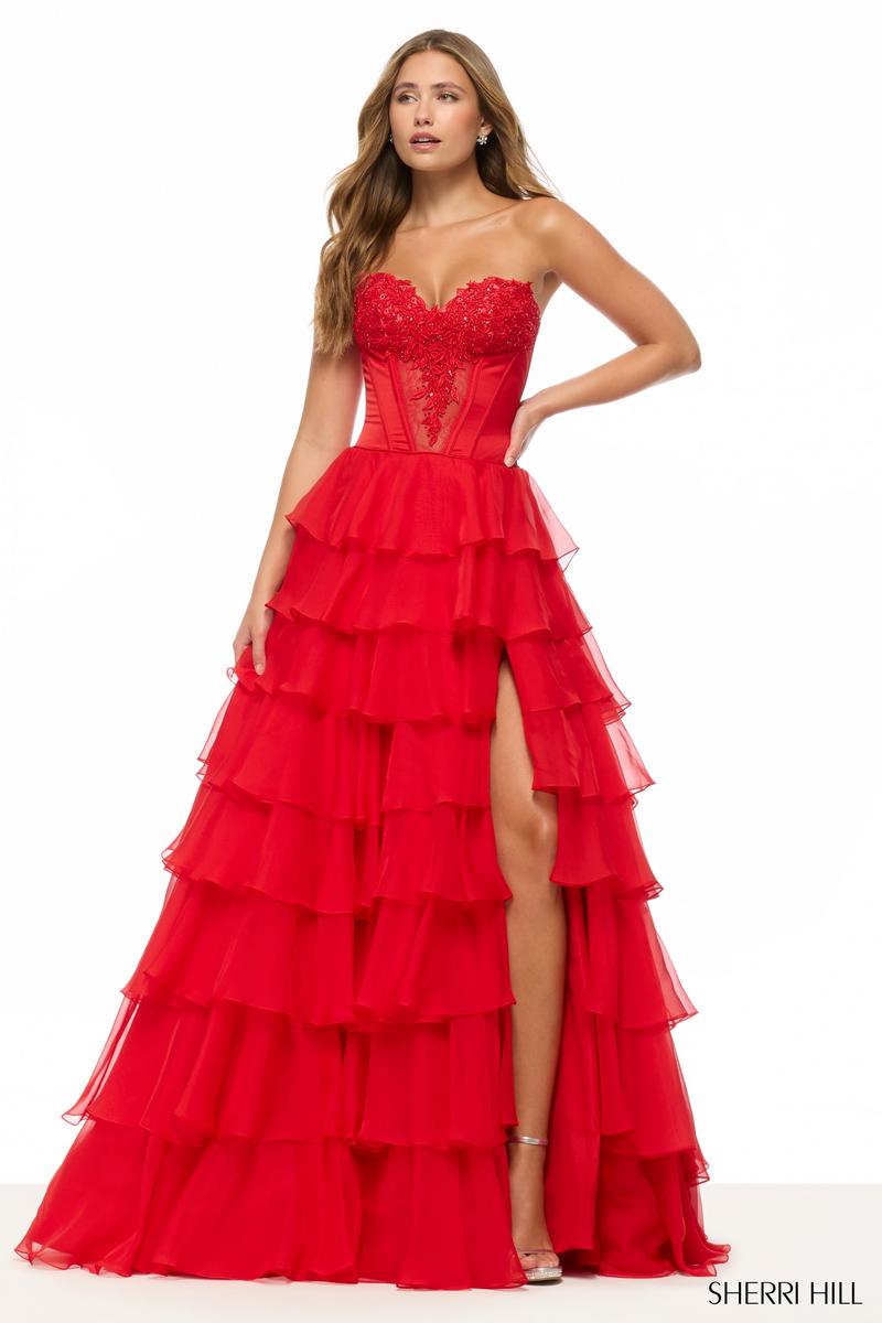 Sherri Hill Corset Ruffle Prom Dress 57714