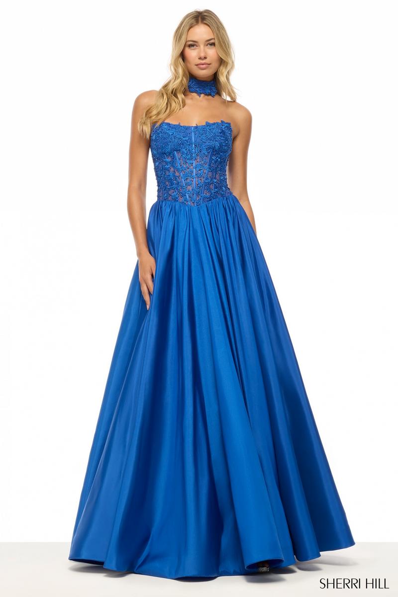 Sherri Hill Illusion Lace Corset Prom Dress 57715