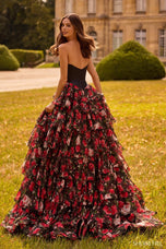 Sherri Hill Floral Print Corset Prom Dress 57722