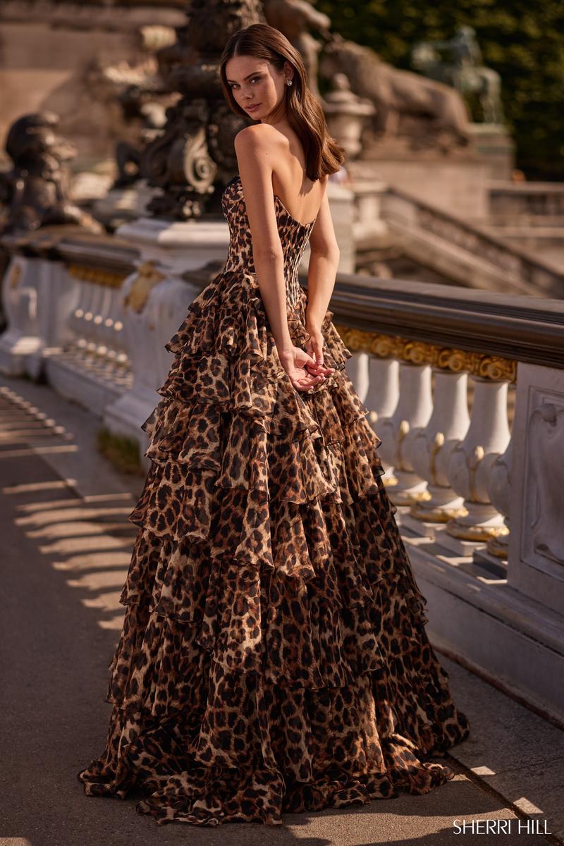 Sherri Hill Ruffle Cheetah Prom Dress 57733