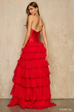 Sherri Hill Corset Chiffon Ruffle Prom Dress 57746