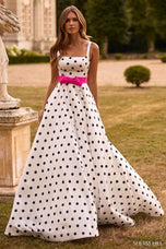 Sherri Hill Polka Dot Ball Gown with Bow 57748