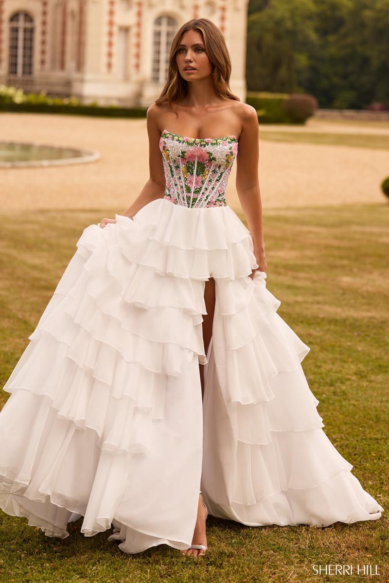 Sherri Hill Floral Sequin Prom Dress 57750