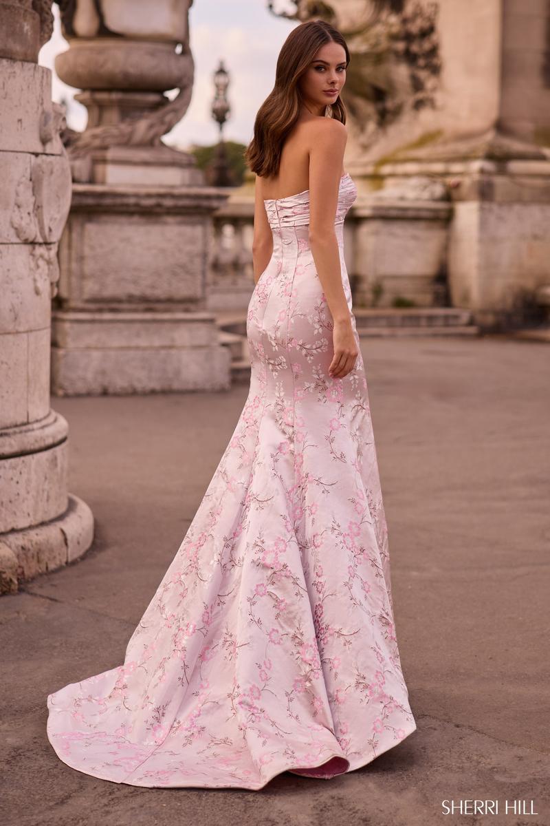 Sherri Hill Strapless Floral Brocade Prom Dress 57751