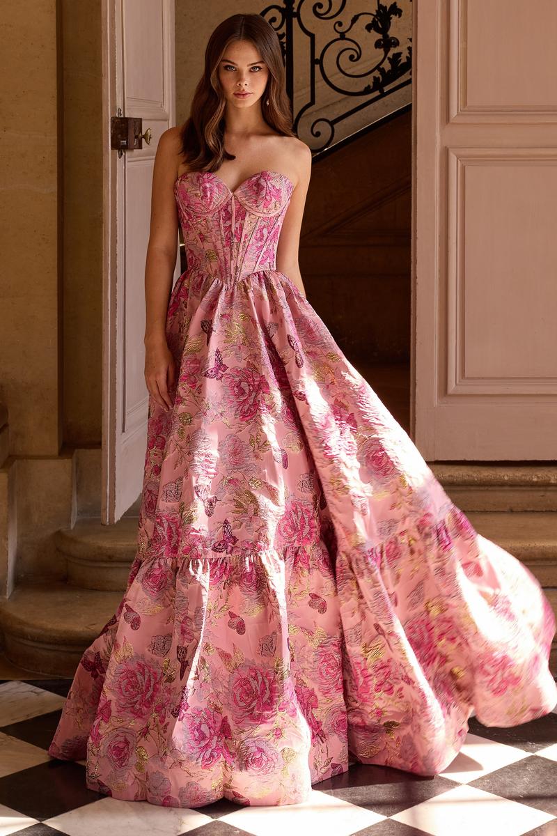 Sherri Hill Strapless Corset Brocade Prom Dress 57754