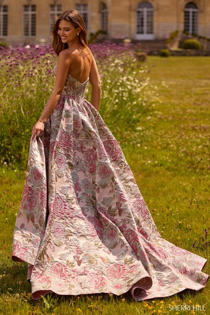 Sherri Hill Strapless Brocade Prom Dress 57757