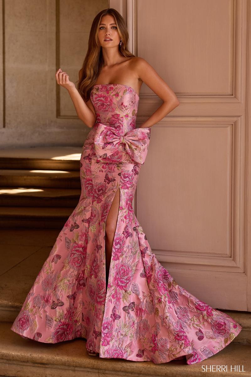 Sherri Hill Bow Brocade Prom Dress 57762 Sherri Hill Bow Brocade Prom Dress 57762