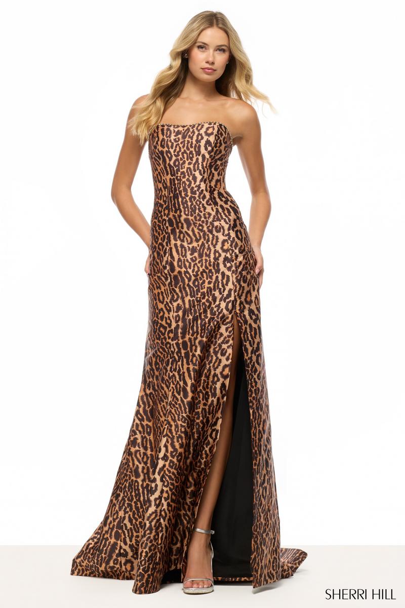 Sherri Hill Strapless Cheetah Print Prom Dress 57774