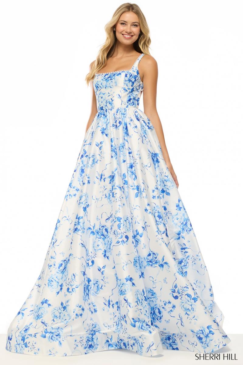 Sherri Hill A-Line Floral Print Prom Dress 57789