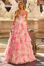 Sherri Hill Strapless Floral Corset Prom Dress 57820