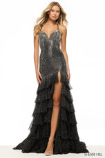Sherri Hill Ruffle Chiffon Hot Fix Prom Dress 57832