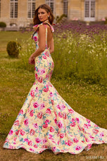 Sherri Hill Bow Mermaid Floral Prom Dress 57848