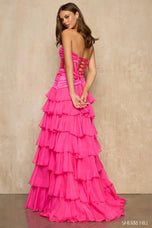 Sherri Hill Satin Corset Chiffon Prom Dress 57873