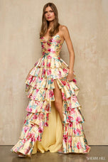 Sherri Hill Strapless Floral Print Prom Dress 57878