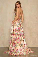 Sherri Hill Strapless Floral Print Prom Dress 57878
