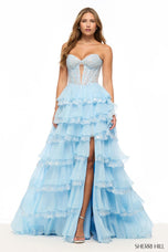 Sherri Hill Tiered Ruffle Lace Corset Prom Dress 57885