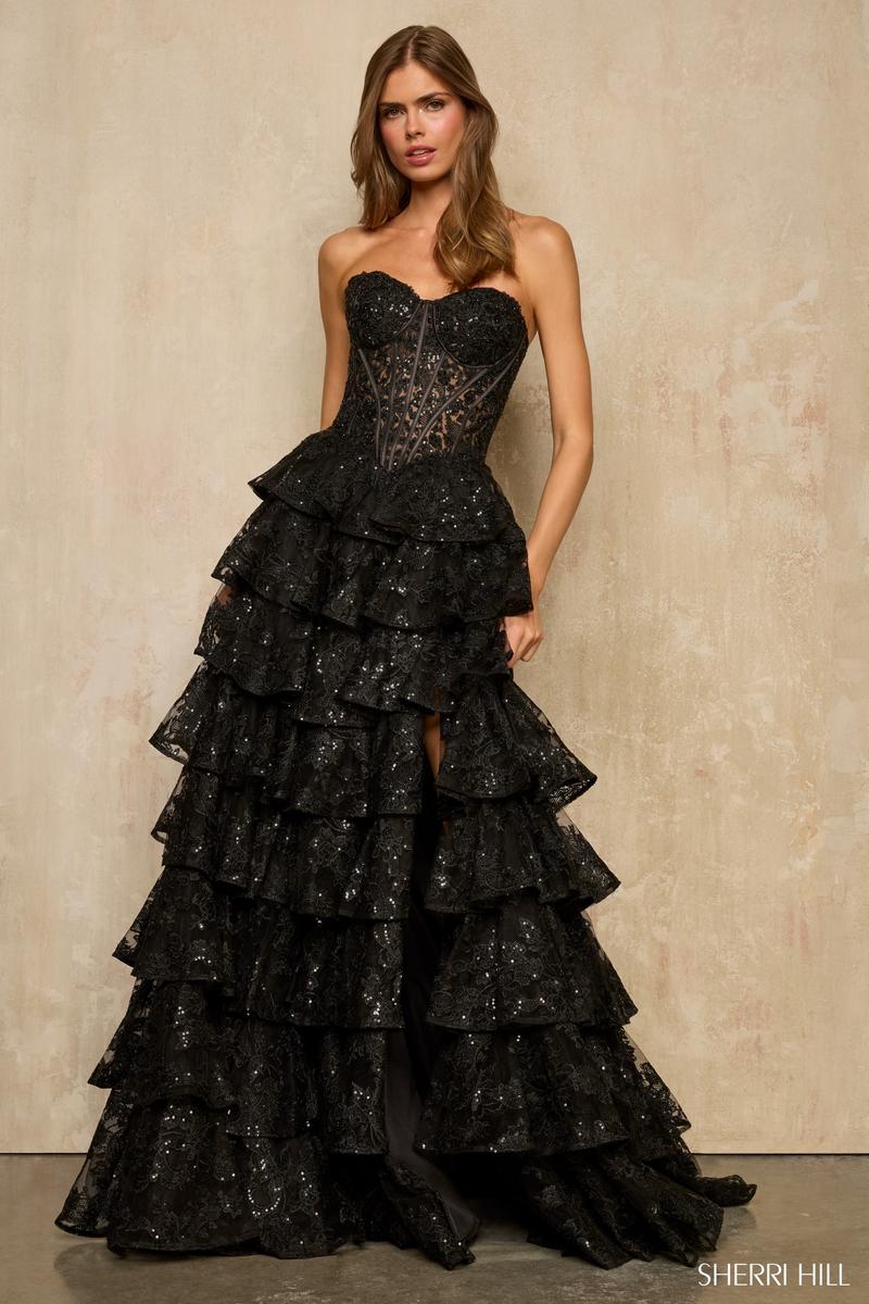 Sherri Hill Illusion Lace Corset Prom Dress 57894