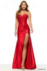 Sherri Hill Ruched Lace Corset Prom Dress 57899