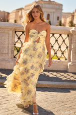 Sherri Hill Strapless Print Ruffle Prom Dress 57907