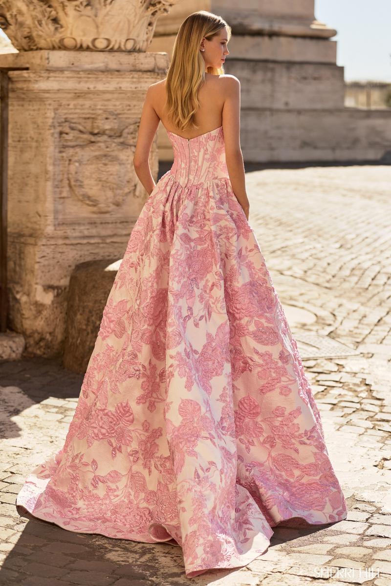 Sherri Hill Strapless Corset Brocade Prom Dress 57912