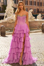 Sherri Hill Corset Ruffle Ball Gown Dress 57917
