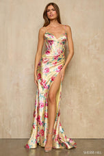 Sherri Hill Floral Print Corset Prom Dress 57938