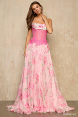 Sherri Hill Lace Corset Print Prom Dress 57941
