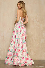 Sherri Hill A-Line Corset Floral Prom Dress 57947
