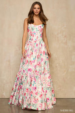 Sherri Hill Strapless A-Line Floral Prom Dress 57948