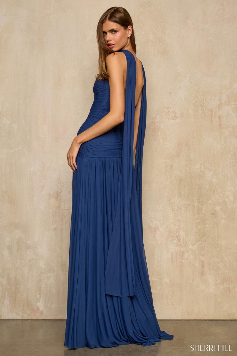 Sherri Hill Ruched Drop Waist Prom Dress 57952