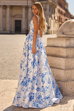 Sherri Hill Basque Waist Print Prom Dress 57965