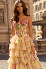 Sherri Hill Strapless Floral Corset Prom Dress 58000