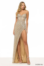 Sherri Hill Illusion Strapless Beaded Prom Dress 67152