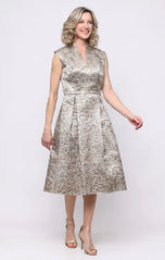 Alex Evenings Valerie Jacquard V-Neck Midi Dress 8181343