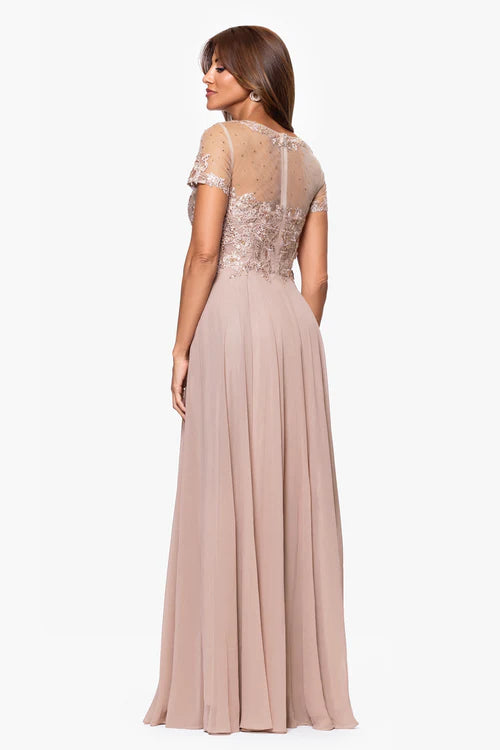 Xscape Evenings "Angelica" Chiffon Beaded Dress 6182X