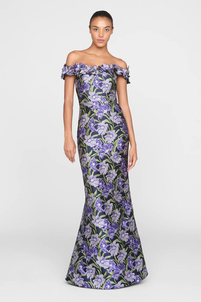 Theia Couture Off-the-Shoulder Fit and Flare Dress 88115667