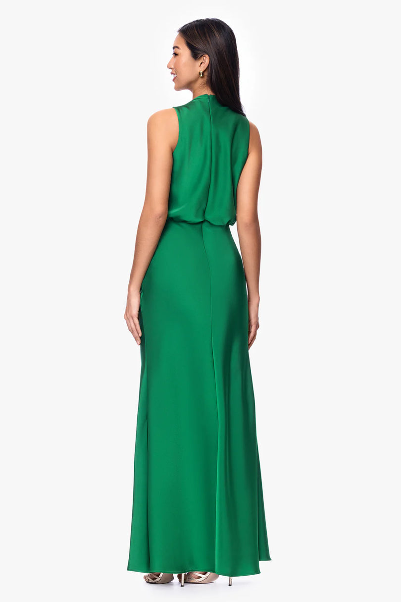 Betsy & Adam Satin Long Evening Dress A27924