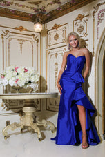 ASHLEYlauren Ruffle Slit Prom Dress 12287