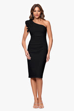 Xscape Evenings "Tracy" One Shoulder Ruffle Cocktail Dress 6819X