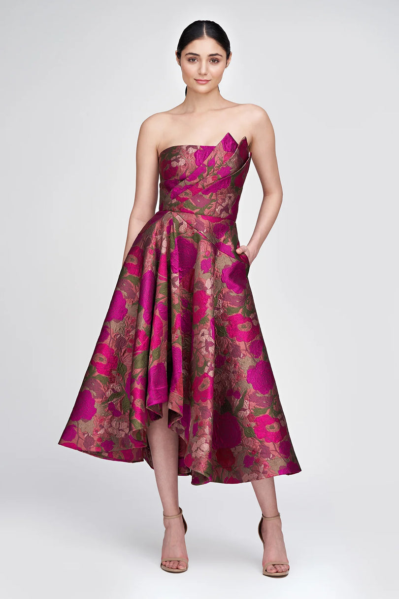 Theia Strapless Cocktail Floral Short Dress 88112270