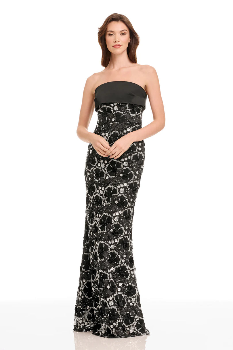 dress the population gown Dress the Population "Shay" Strapless Beaded Dress DDRN43