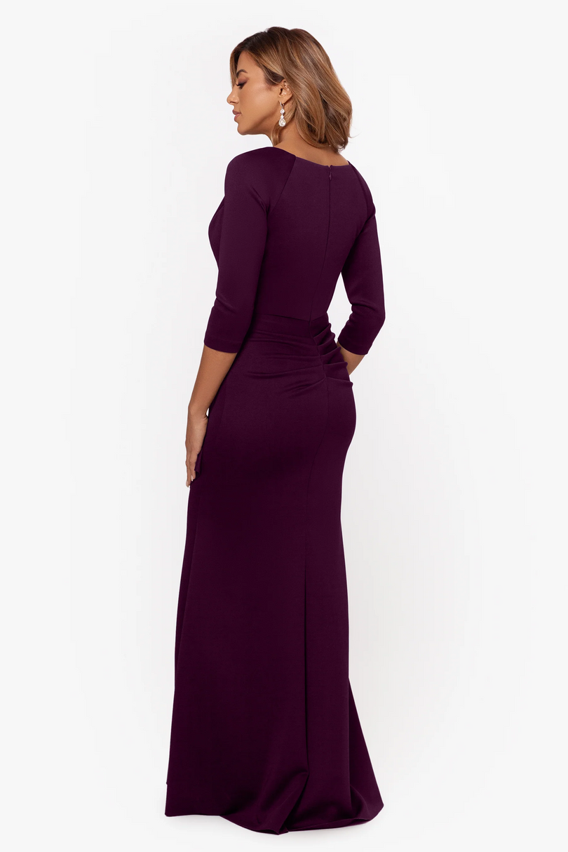 xscape ruched v neck dress Xscape Women's Satin Ruched V-Neck Gown - Cobalt