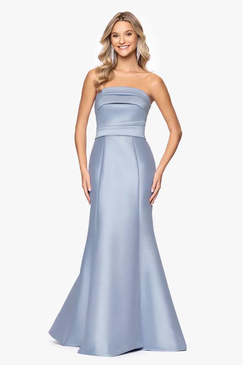 Betsy & Adam Fitted Strapless Long Evening Dress A27723