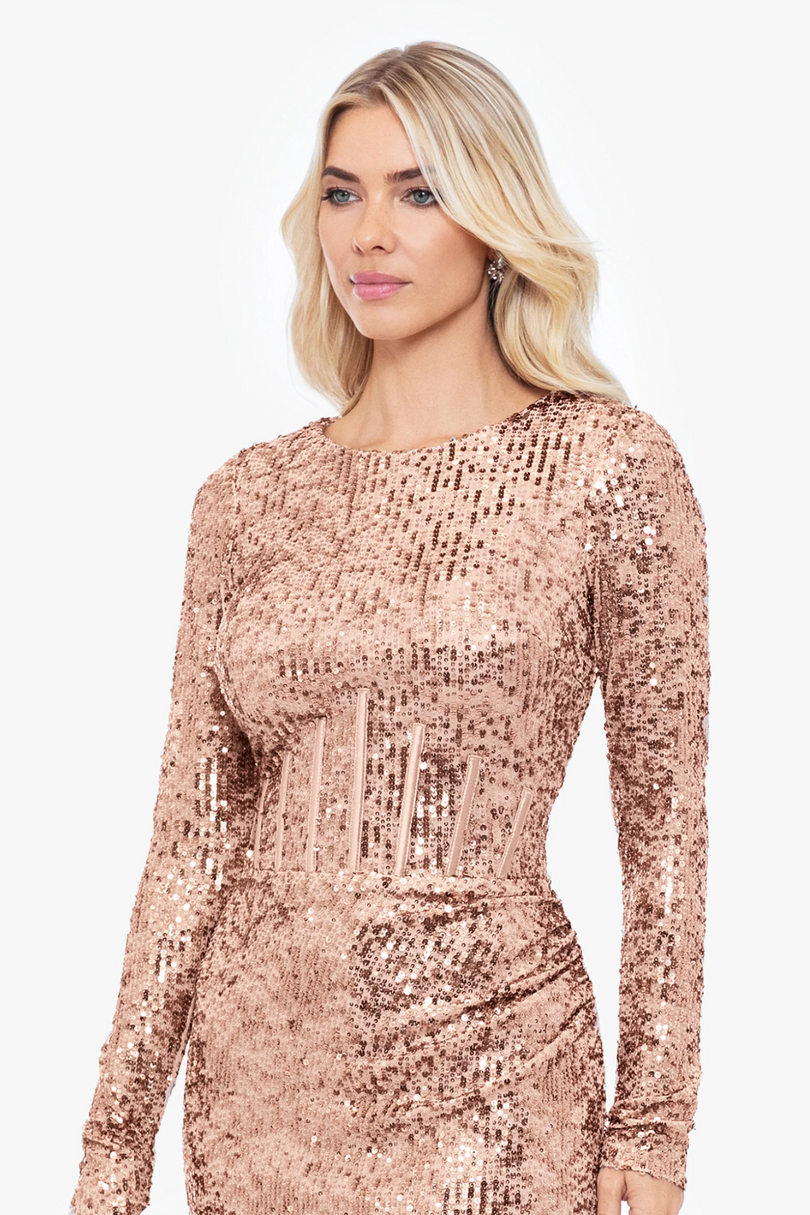 Betsy and Adam Sequin Corset Elsie Dress A26221